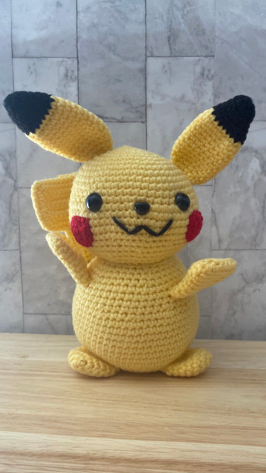 Pikachu inspired crocheted doll