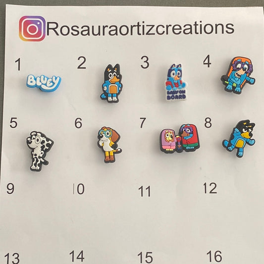 #073 Cute Blue Dog Series Croc Charms