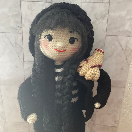 Wednesday Inspired Crocheted Doll