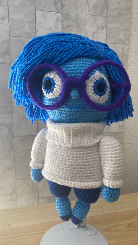 Sadness Inspired Crocheted Doll